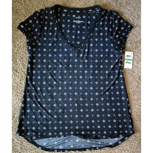 Alfani Intimates Pajama Sleep Top Size Large Black Geo Printed Super Soft New - Picture 1 of 7